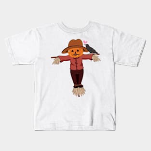 Raven in love with scarecrow cool and funny design Kids T-Shirt